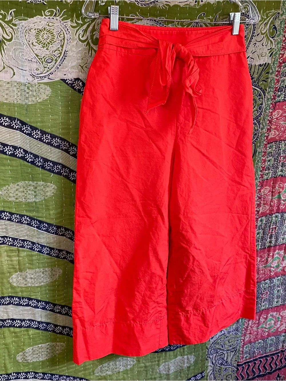 Kate Spade Cherry Pepper Slub Linen/ Cotton Colotte Scenic Route Pants Size 2